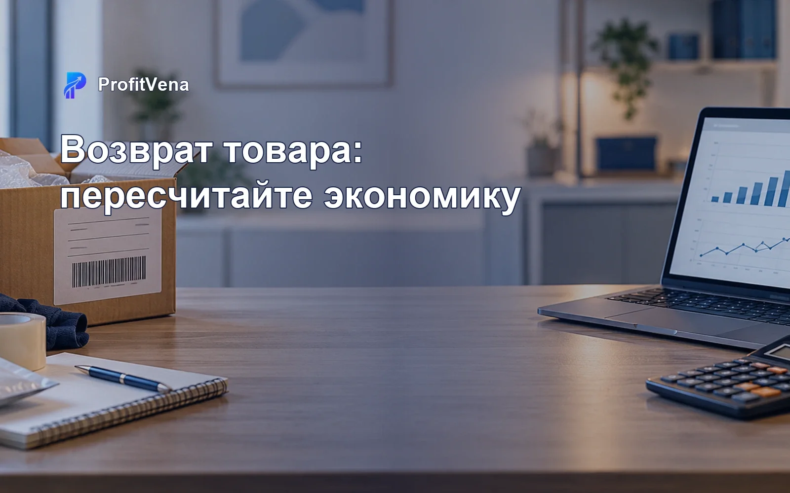 Возвращённая посылка рядом с рабочим финансовым отчётом