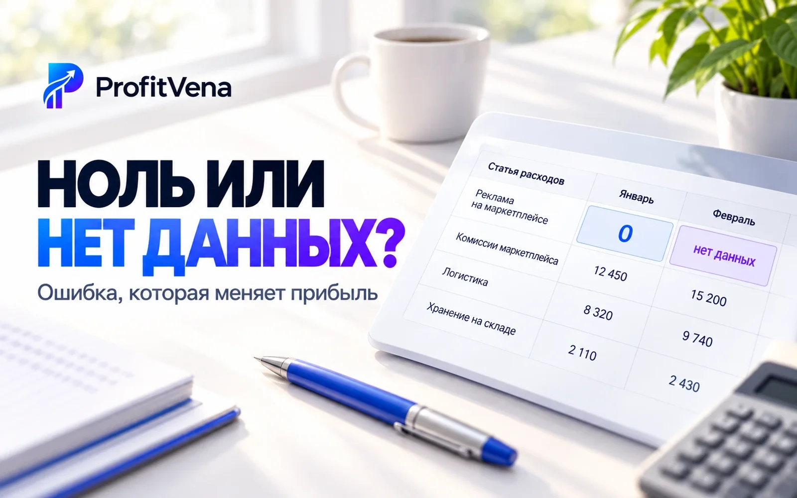 ProfitVena: подтверждённый ноль и отсутствие данных в строке рекламных расходов